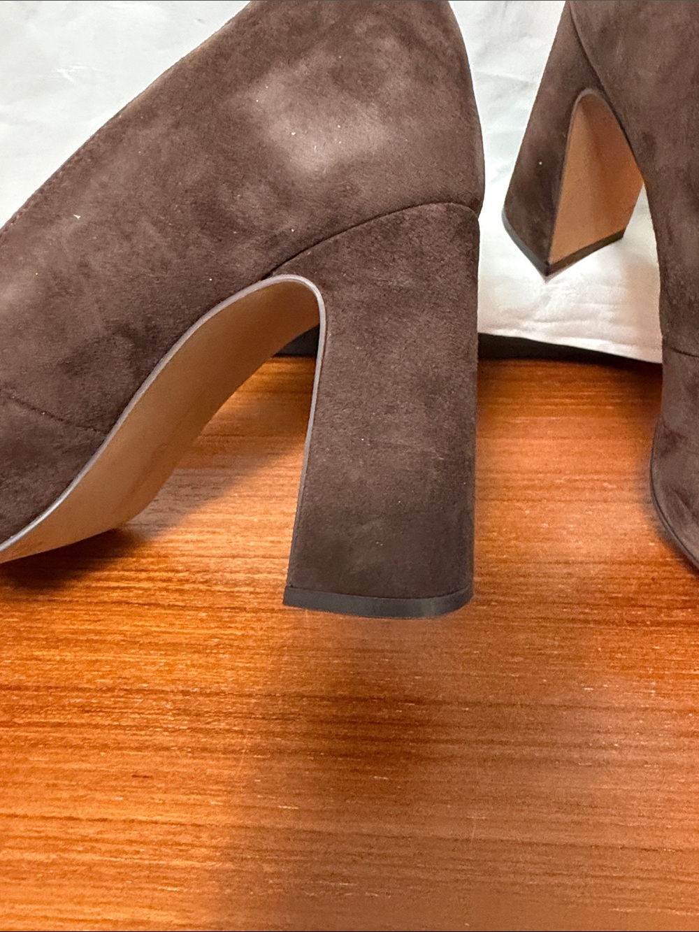 Vince Camuto Dark Brown Suede Pointed Toe Block Heels - Picture 5 of 5